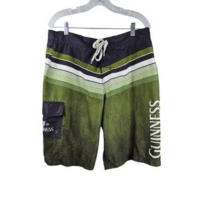 Guinness Official Board Shorts Swim Trunks Men's Xl Green Black Swimwear